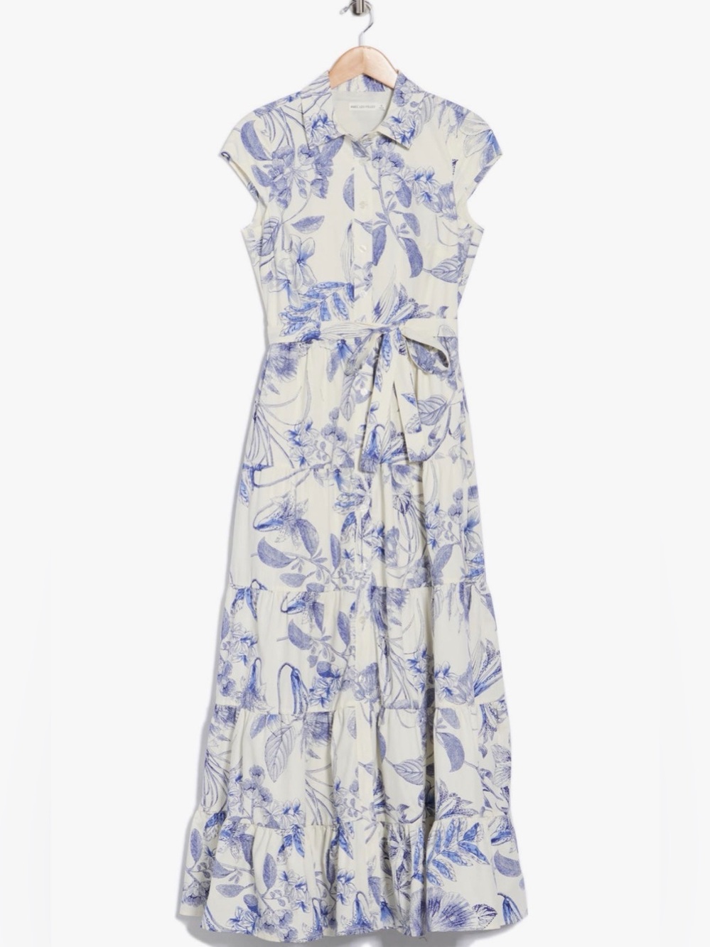 Avec Les Filles Blue and White Floral Maxi Shirt Dress NWT sz 6 - Picture 11 of 13